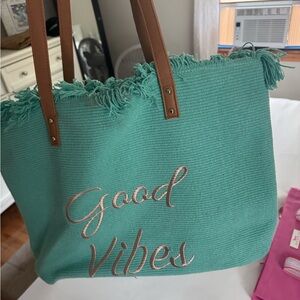 Good Vibes Teal Tote Bag